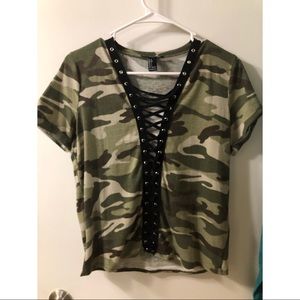 Laced camouflage top